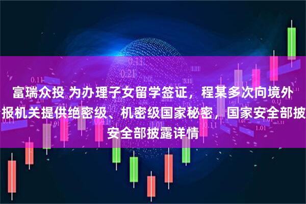 富瑞众投 为办理子女留学签证,程某多次向境外间谍情报机关提供绝密级、机密级国家秘密,国家安全部披露详情