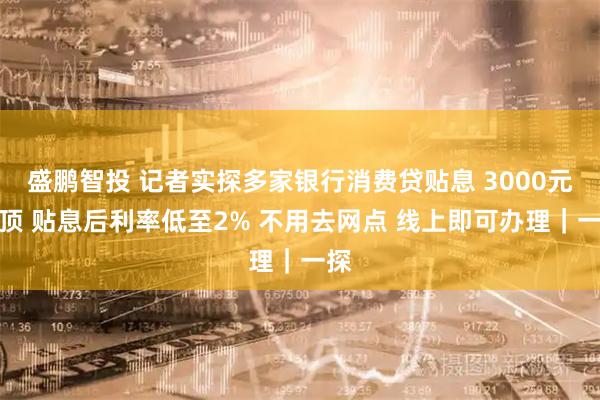 盛鹏智投 记者实探多家银行消费贷贴息 3000元封顶 贴息后利率低至2% 不用去网点 线上即可办理｜一探